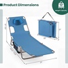 image:imageGIANTEX Tanning Chair with Face Hole Folding Beach Lounge Chair w 5Position Adjustable Backrest Storage Pocket Removable Cushion Outdoor Sunbathing Chair for Pool Camping 1OrangeBlue