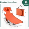image:imageGIANTEX Tanning Chair with Face Hole Folding Beach Lounge Chair w 5Position Adjustable Backrest Storage Pocket Removable Cushion Outdoor Sunbathing Chair for Pool Camping 1OrangeOrange