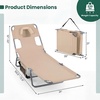 image:imageGIANTEX Tanning Chair with Face Hole Folding Beach Lounge Chair w 5Position Adjustable Backrest Storage Pocket Removable Cushion Outdoor Sunbathing Chair for Pool Camping 1OrangeSand